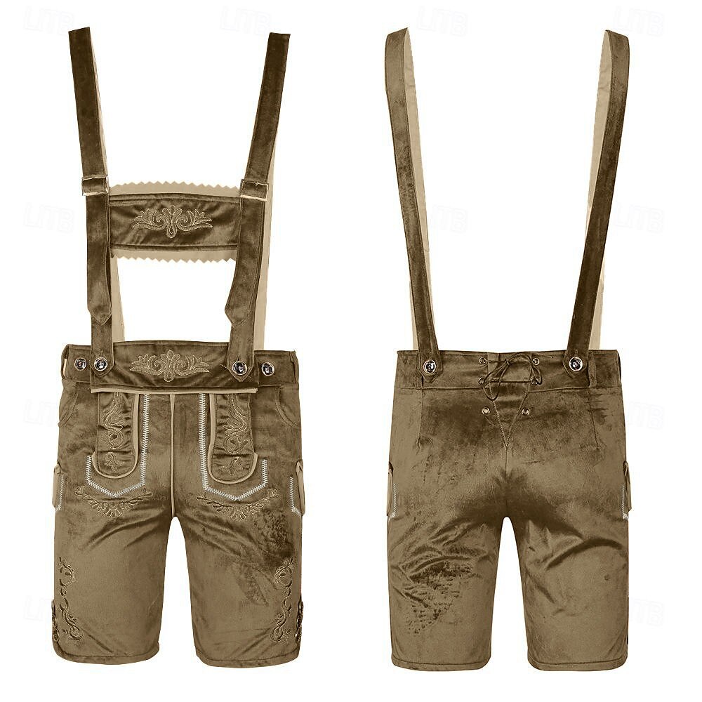 AlpenKraft – Herre læderhosen-shorts med broderi – brun eller sort