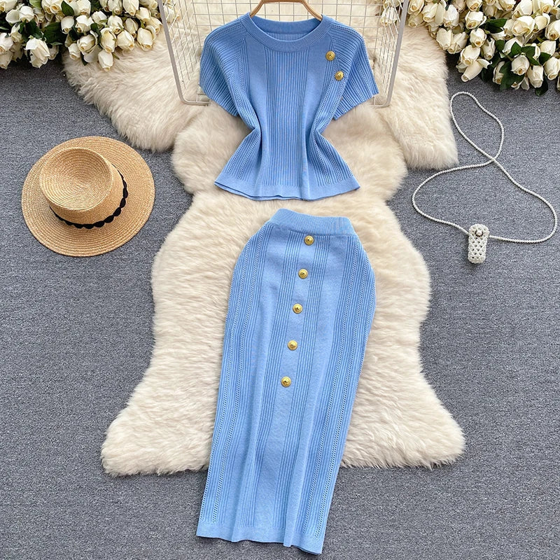 Eleganter Zomerset mit Knopfdetails | Stilvolles Zweiteiliges Outfit Sommer