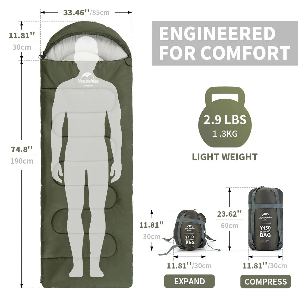 Naturehike Ultraleichter Schlafsack – Kompaktes Packmaß, Erweiterbares Design & Vielseitige Nutzung