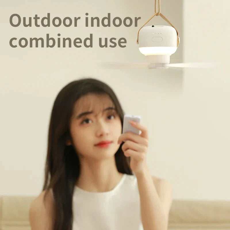 Přenosný stanový ventilátor | Chlazení a světlo pro letní noci