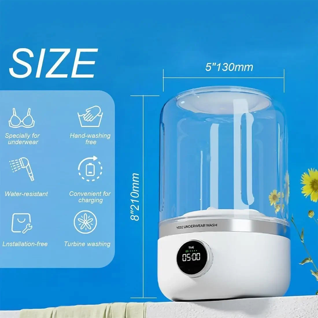 Cleanova – Přenosná mini pračka s USB | Pro cestování a domů