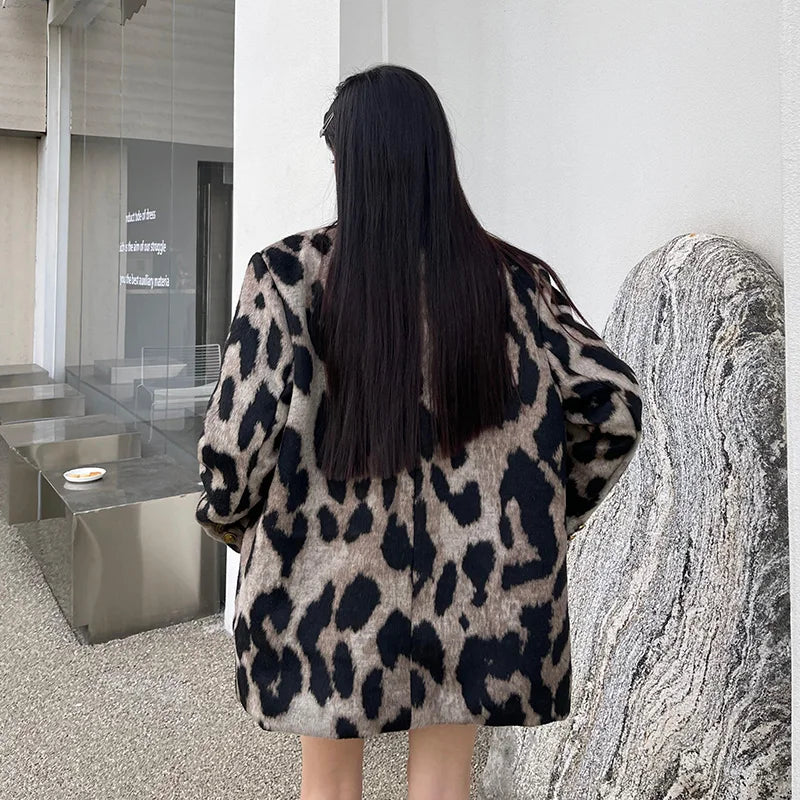 Elegantní leopardí šaty zimní bunda | Elegantní a pohodlná podzimní móda