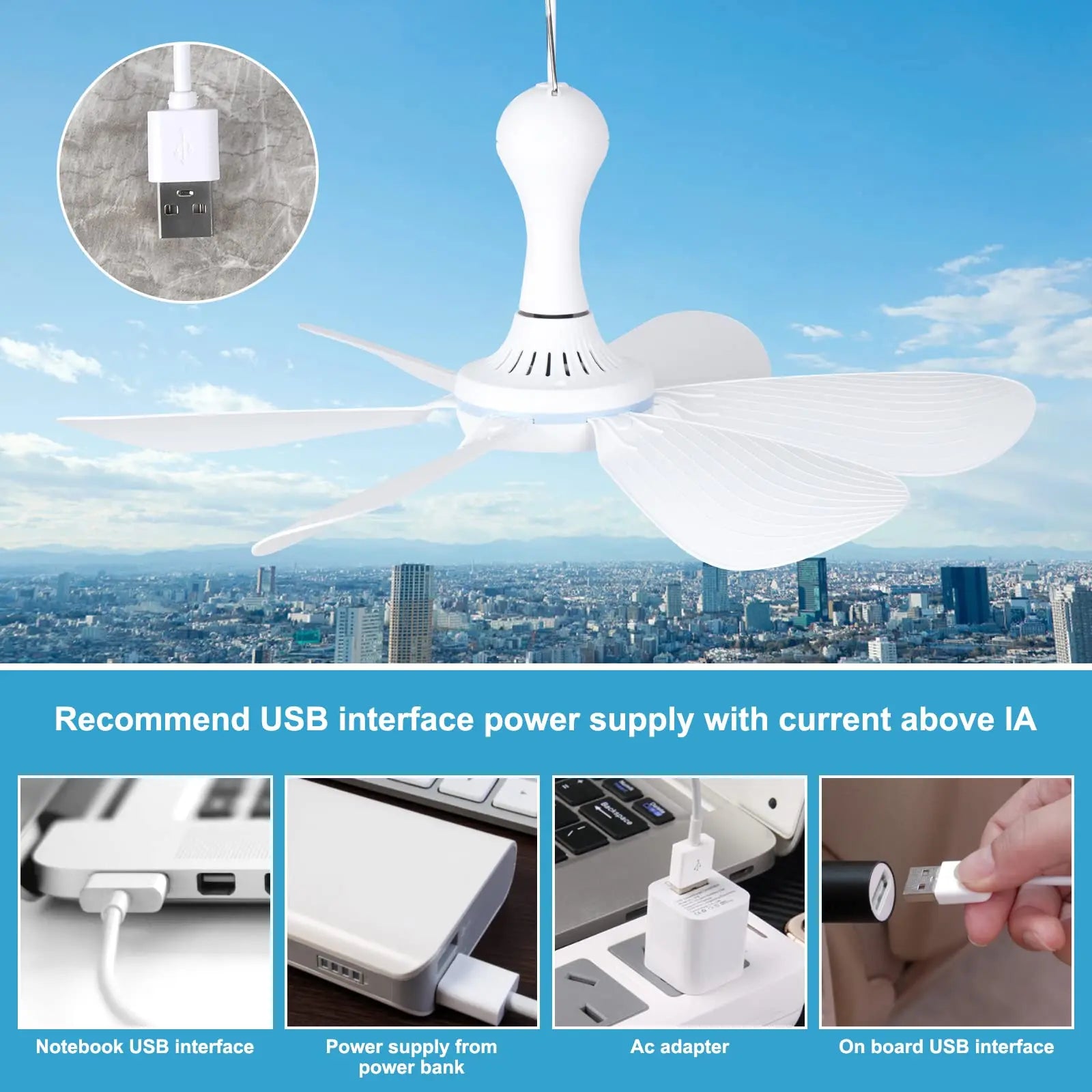 Leiser USB-Hängeventilator - erhellt heiße Sommernächte leise und kühl