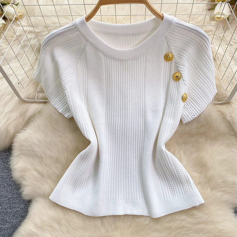 Eleganter Zomerset mit Knopfdetails | Stilvolles Zweiteiliges Outfit Sommer