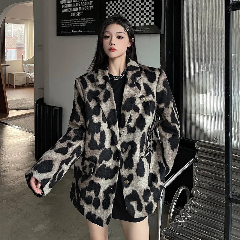 Elegantní leopardí šaty zimní bunda | Elegantní a pohodlná podzimní móda