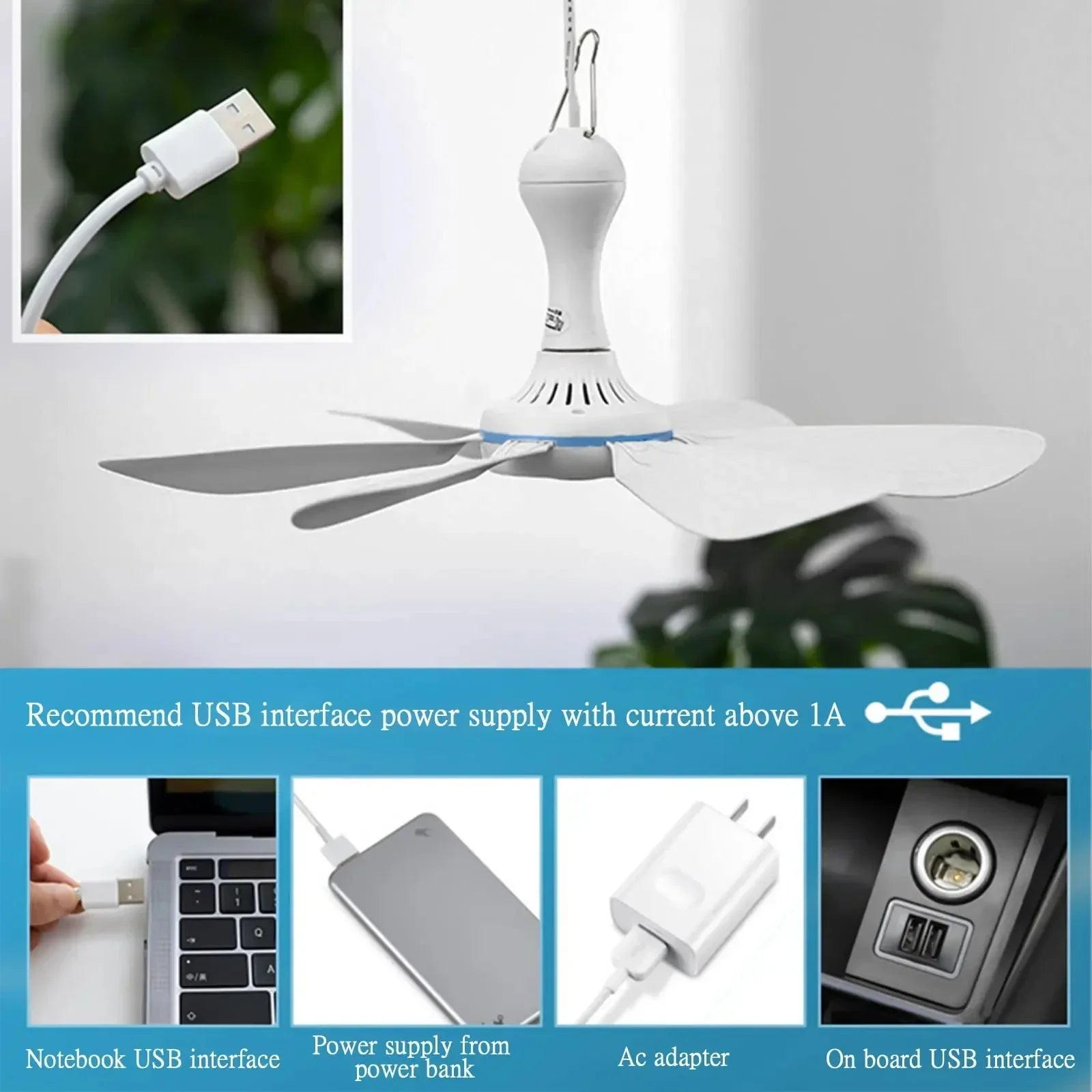 Leiser USB-Hängeventilator - erhellt heiße Sommernächte leise und kühl