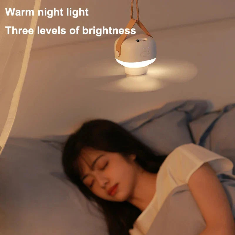 Přenosný stanový ventilátor | Chlazení a světlo pro letní noci