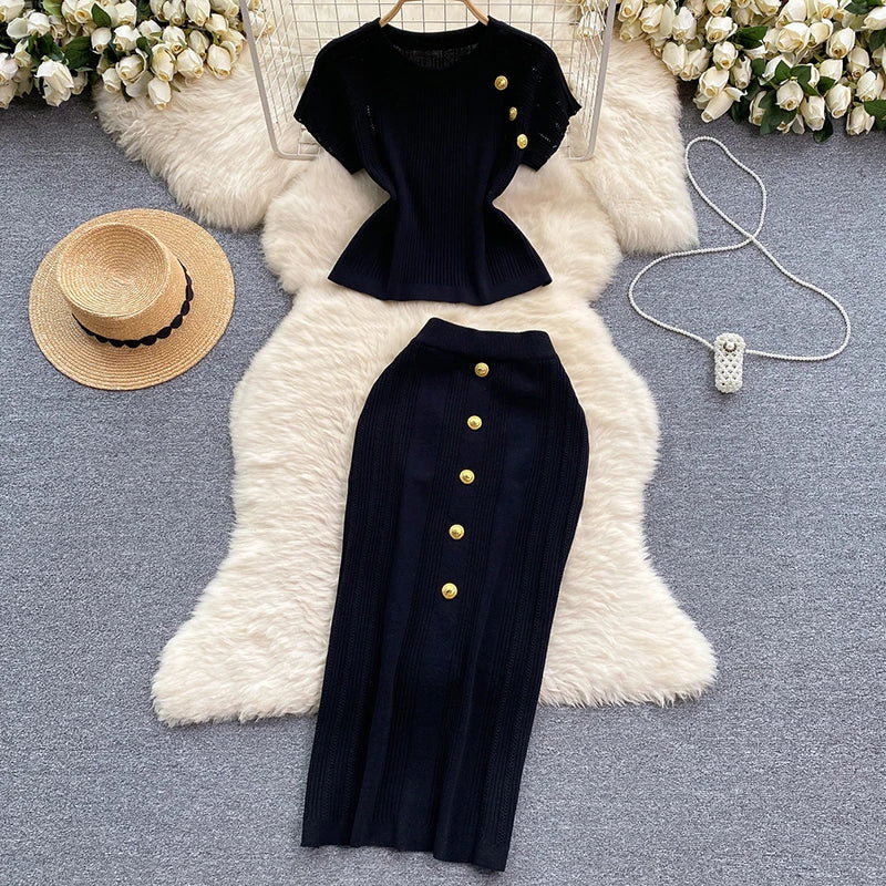 Eleganter Zomerset mit Knopfdetails | Stilvolles Zweiteiliges Outfit Sommer