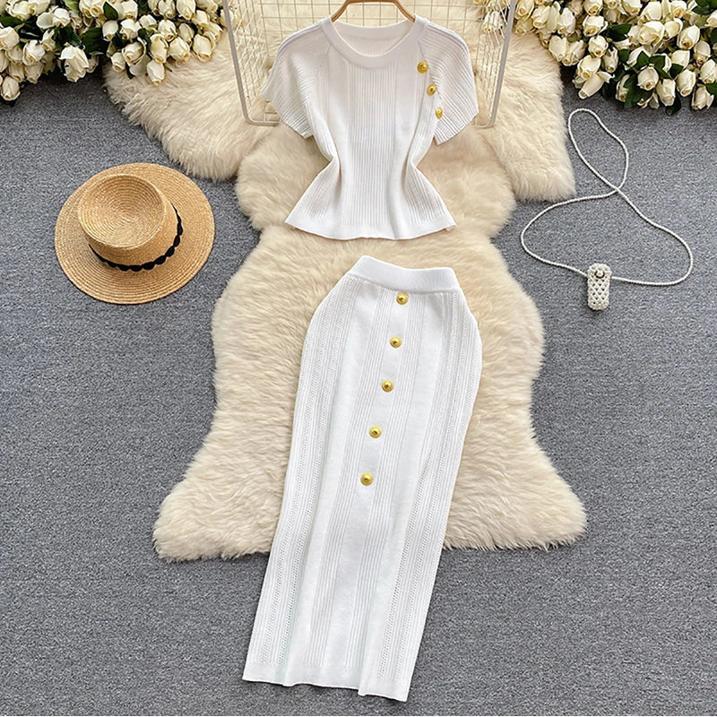 Eleganter Zomerset mit Knopfdetails | Stilvolles Zweiteiliges Outfit Sommer