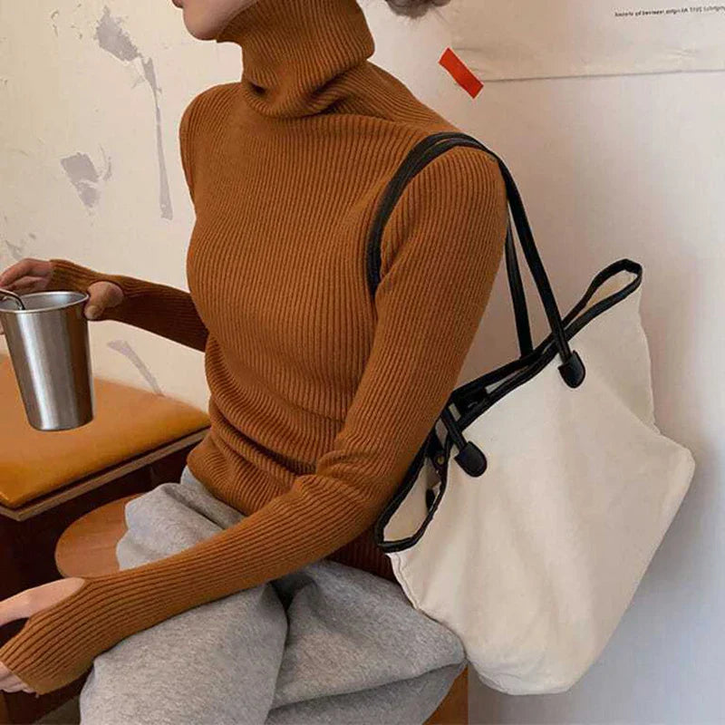 Pull à col roulé en maille fine coupe slim | Respirant, élégant