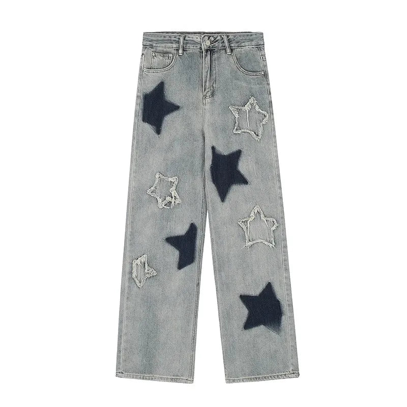 Vintage Denim Jeans mit Sternen | Komfortable und Stilvolle Streetwear
