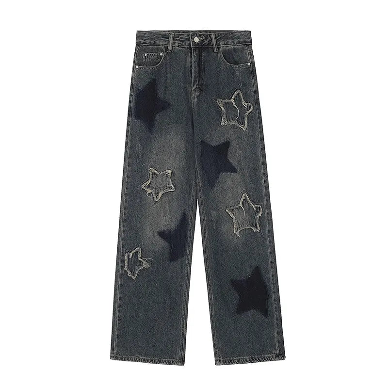 Vintage Denim Jeans mit Sternen | Komfortable und Stilvolle Streetwear