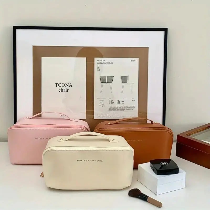 Borsa cosmetica in pelle impermeabile – Ordine elegante per viaggiare