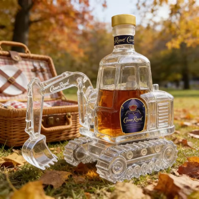 Graafmachine Whisky Karaf – 350ml glazen fles met markant industrieel ontwerp