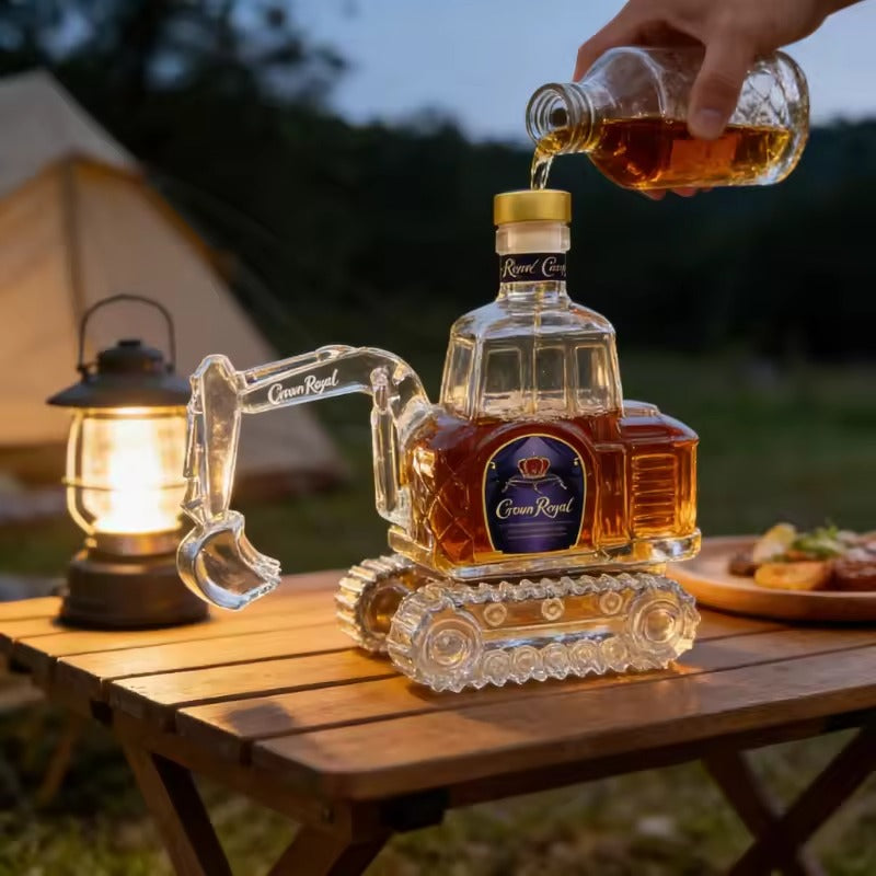 Graafmachine Whisky Karaf – 350ml glazen fles met markant industrieel ontwerp