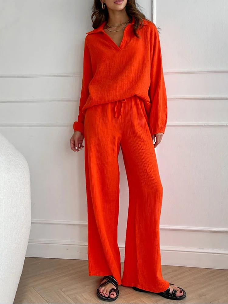 Beatrisa - Ležérní set s volným topem a kalhotami bootcut