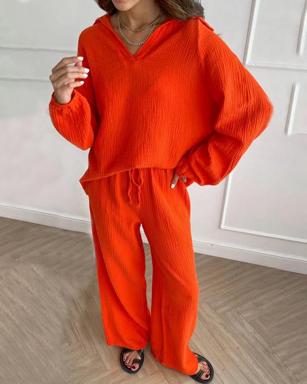 Beatrisa - Ležérní set s volným topem a kalhotami bootcut