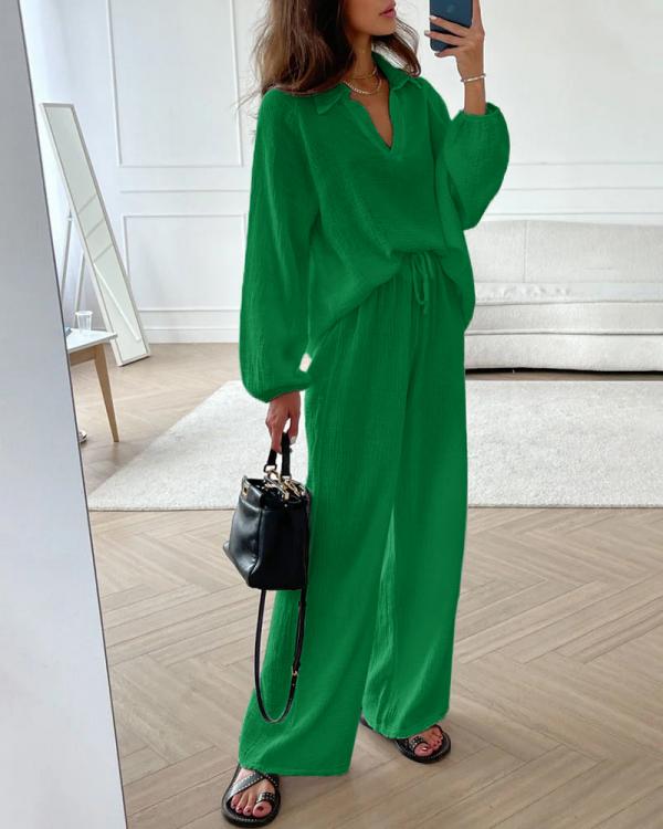Beatrisa - Ležérní set s volným topem a kalhotami bootcut