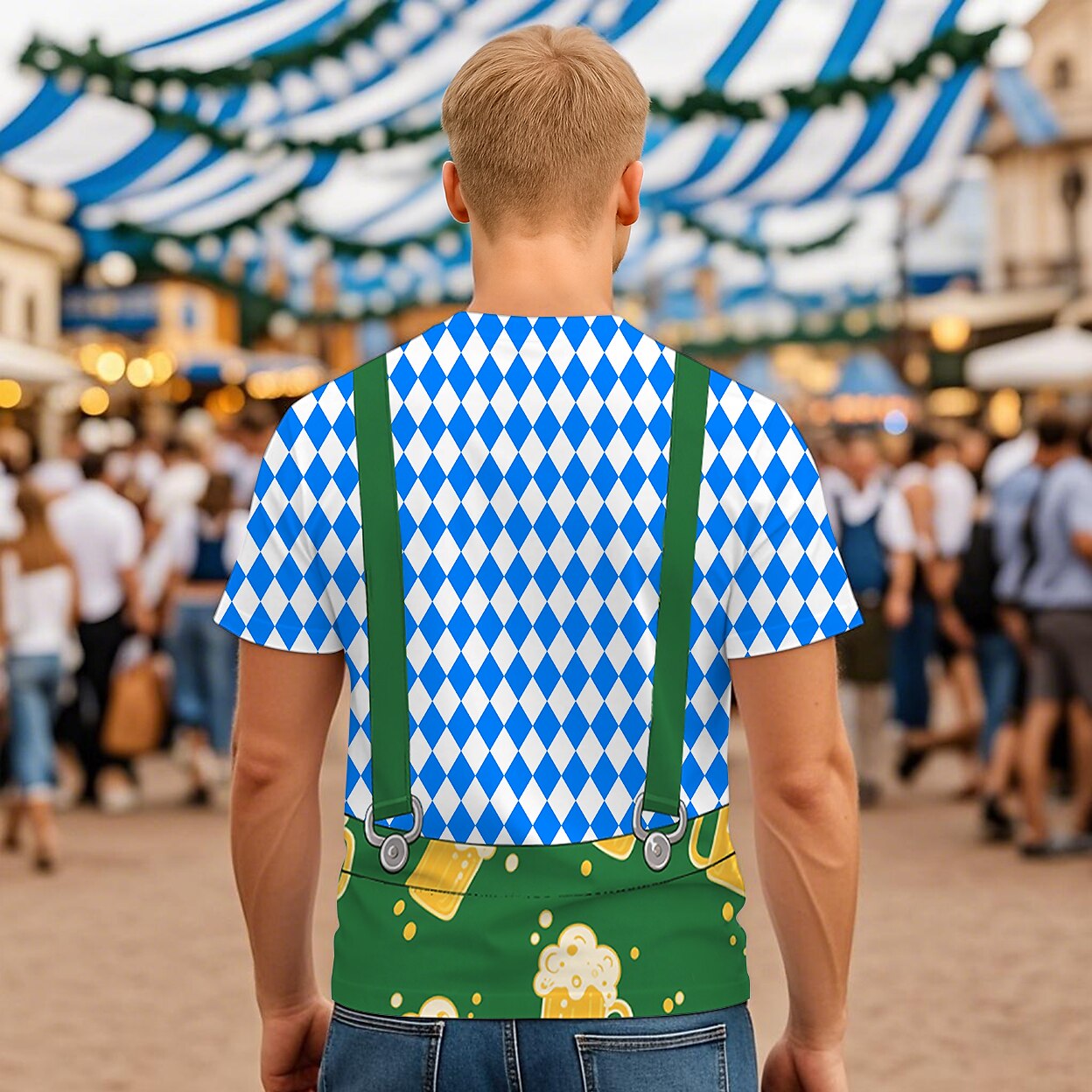 Trachtenwitz – Pánske tričko s grafikou kožených nohavíc – Tvoj vtipný Wiesn vzhľad
