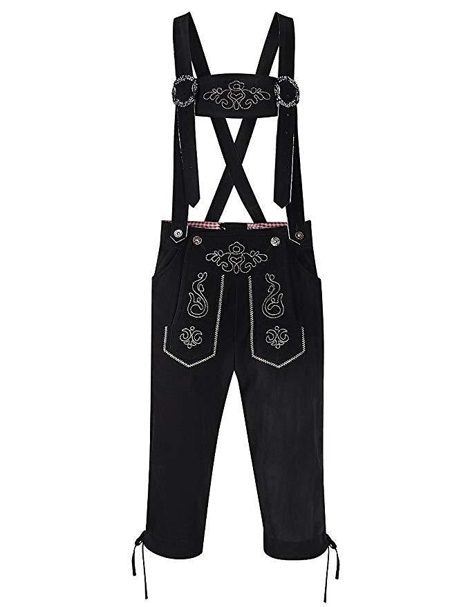Alpenkraft – Lederhosen-shorts ruskindlook med broderi – Oktoberfest herre