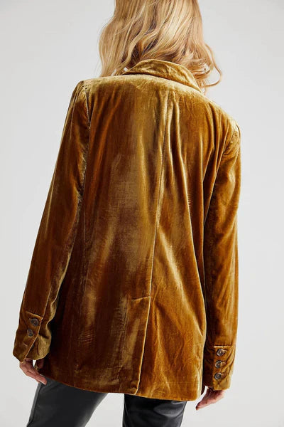 Dlhý rukáv zamatový blejzer s gombíkmi - Maisy