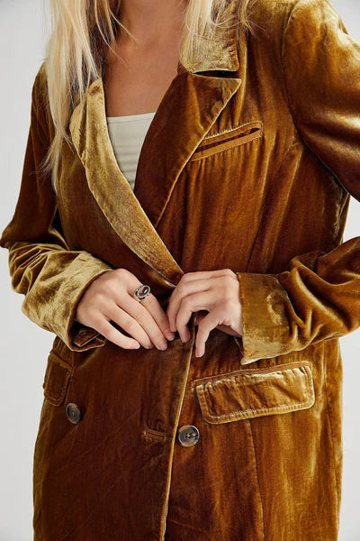 Dlhý rukáv zamatový blejzer s gombíkmi - Maisy