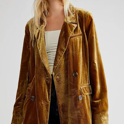 Dlhý rukáv zamatový blejzer s gombíkmi - Maisy