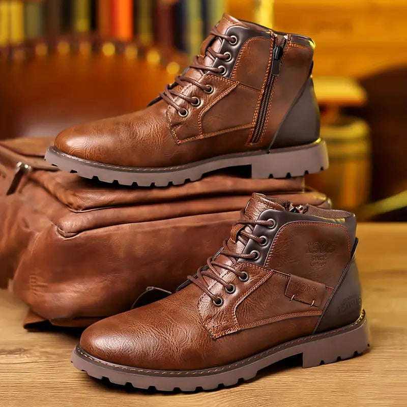 Stivali in pelle Tim | Stivali da uomo alla moda con cerniera lampo