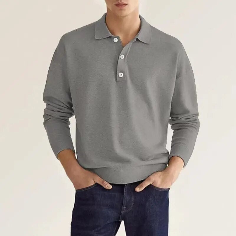 Elias - Elegante, casual polo a maniche lunghe