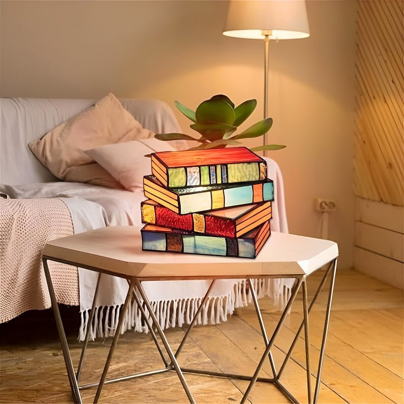 Lampe de table BookStack Ambiance - Design de livres empilés avec éclairage coloré