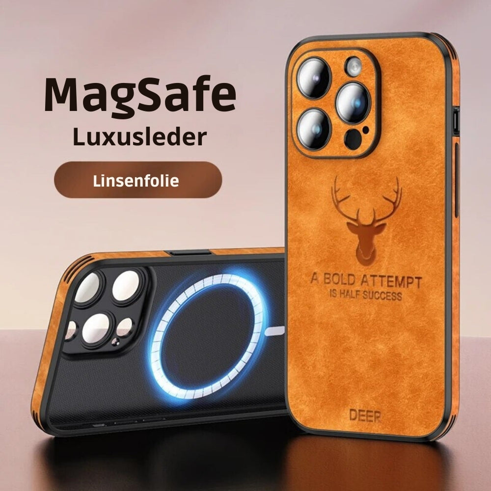 Coque iPhone aspect cuir – Étui mince avec protection contre les chocs et fixation MagSafe