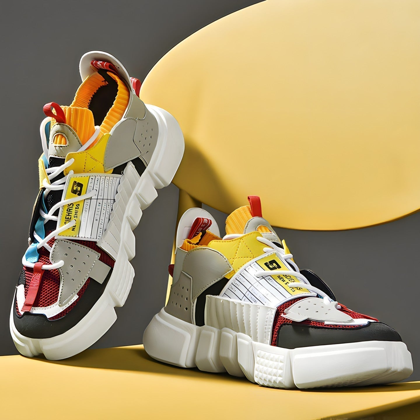 Streetwear-Sneakers – Leichte Turnschuhe in auffälligem Farb-Mix