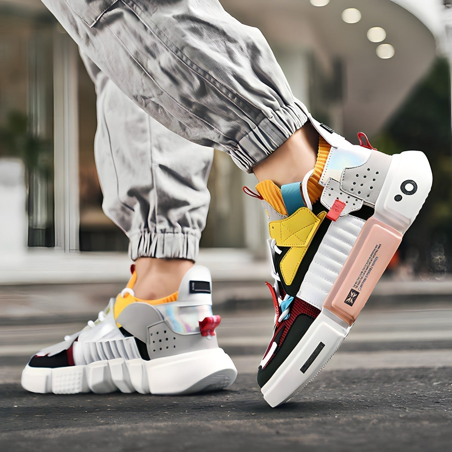 Streetwear-Sneakers – Leichte Turnschuhe in auffälligem Farb-Mix
