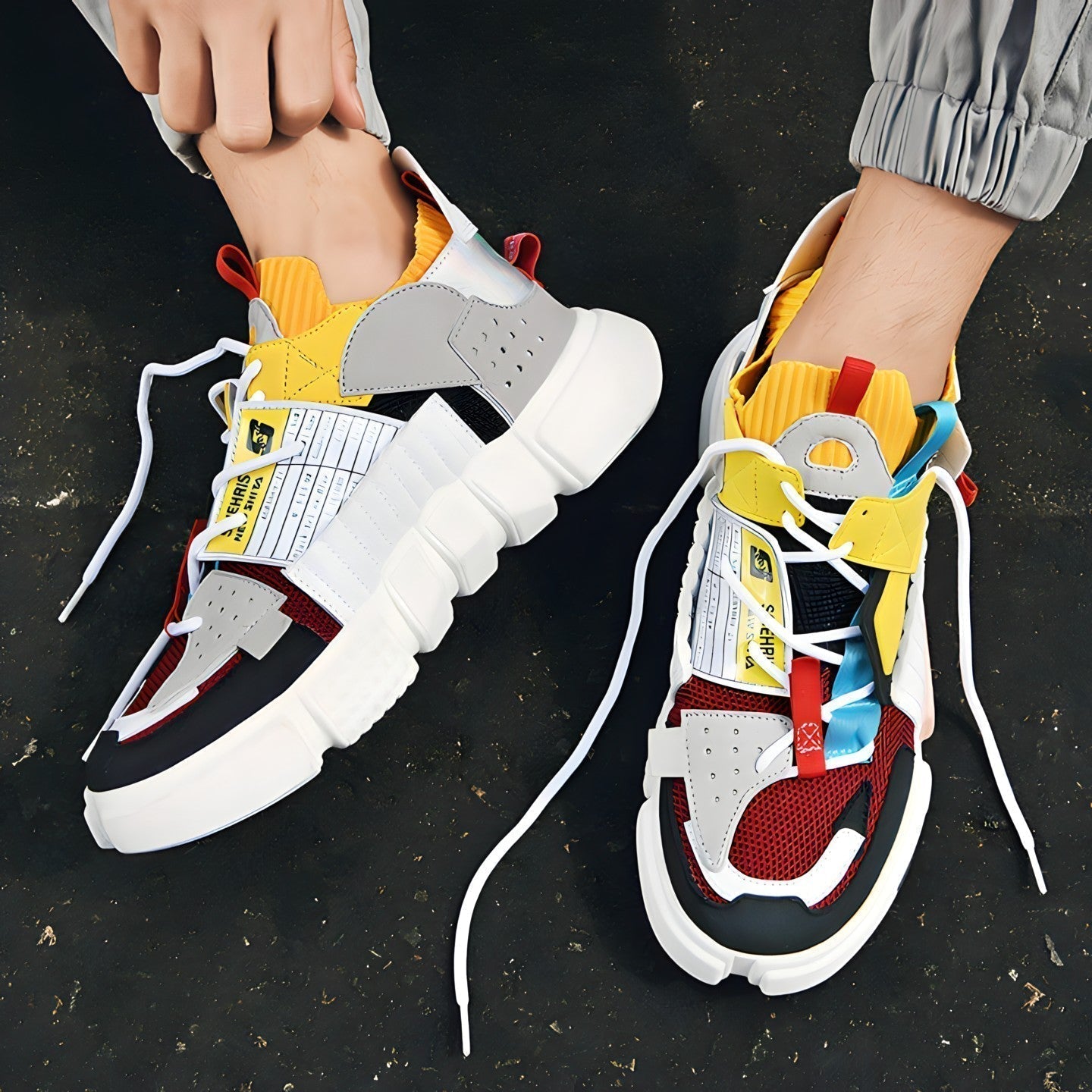 Streetwear-Sneakers – Leichte Turnschuhe in auffälligem Farb-Mix