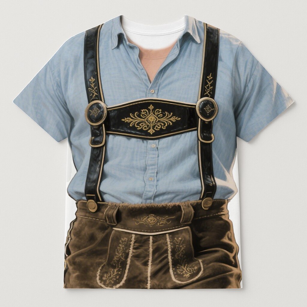 WiesnLook – Pánske tričko s grafikou kožených nohavíc – štýl Oktoberfestu