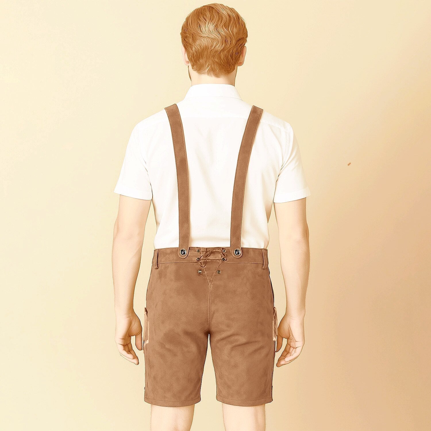AlpenKraft – Herre læderhosen-shorts med broderi – brun eller sort