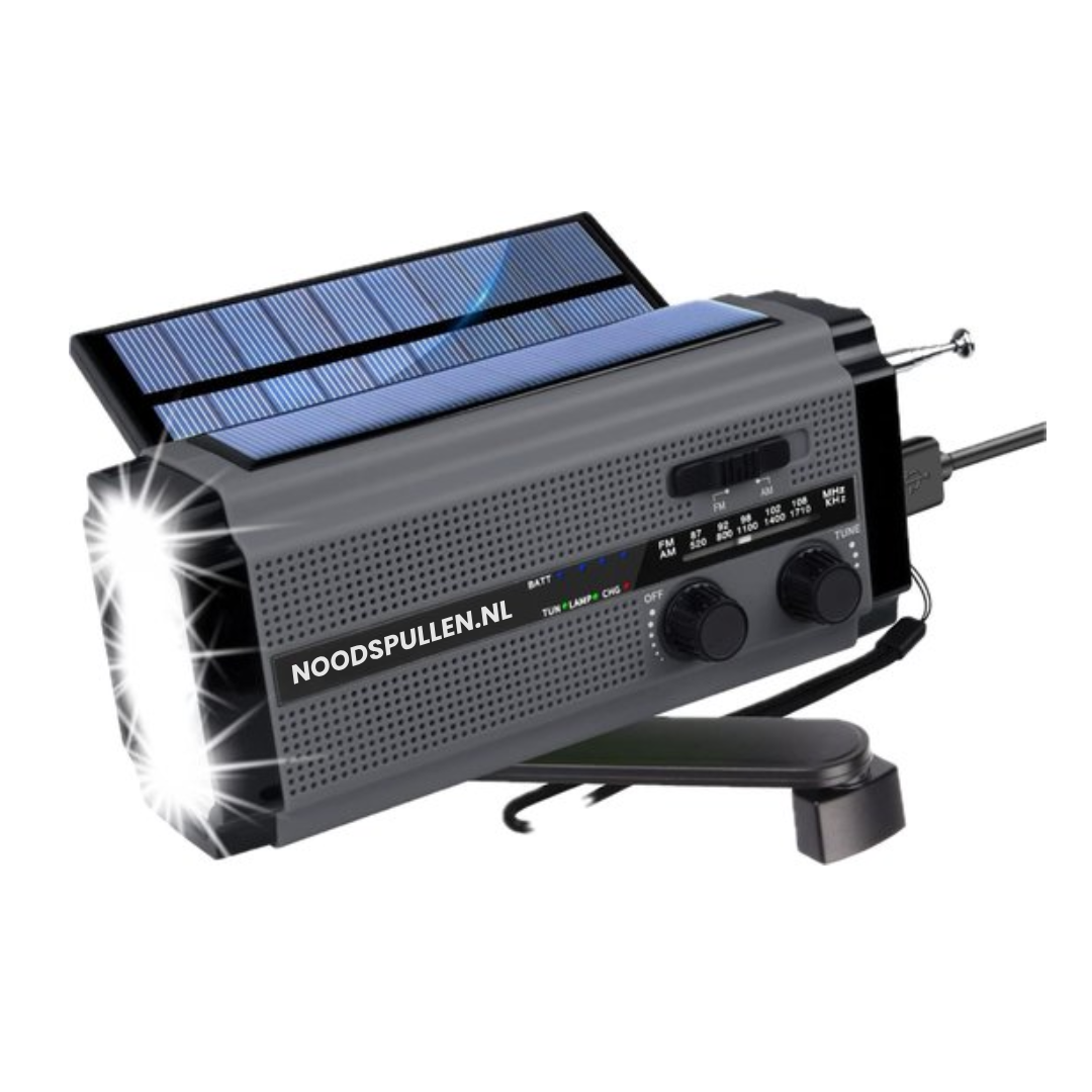 3-v-1 nouzová rádia s dynamem, solárními články a powerbankou - SafeWave