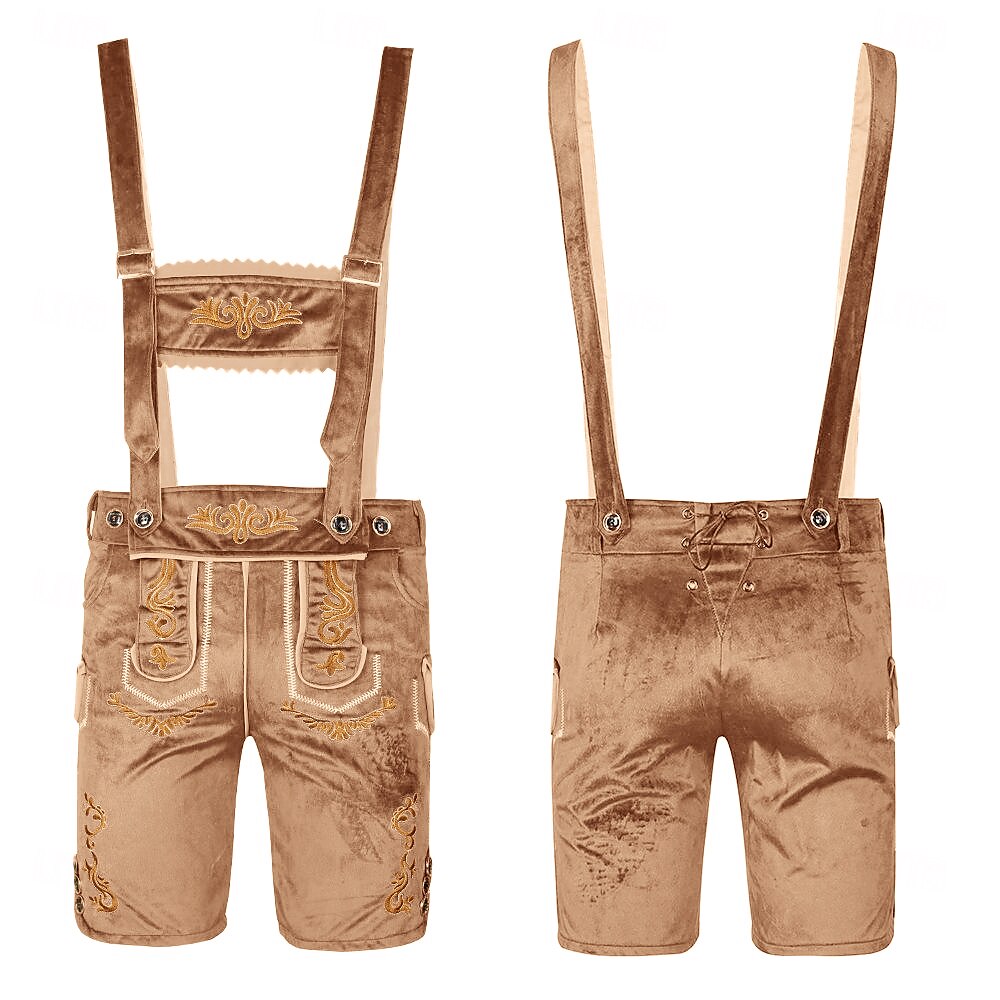 AlpenKraft – Herre læderhosen-shorts med broderi – brun eller sort