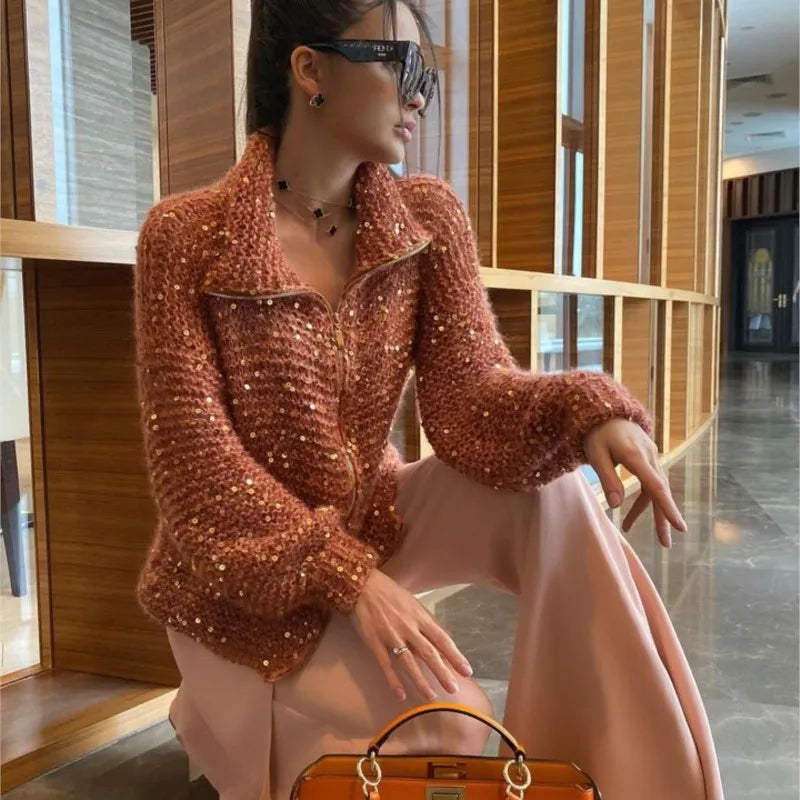 Alyssa cardigan | Cardigan luxueux avec strass en 8 couleurs