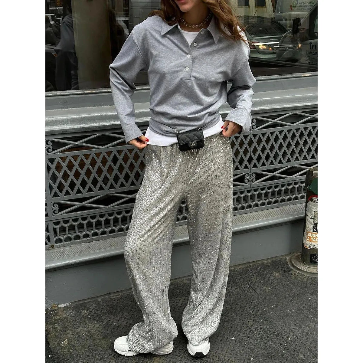 Luna pantaloni a paillettes – lucentezza setosa per apparizioni glamour