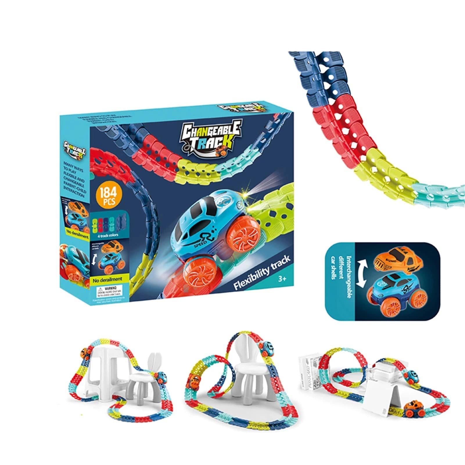 KidsPlay – Magnetická autodráha svítící a flexibilní – Děti 3+