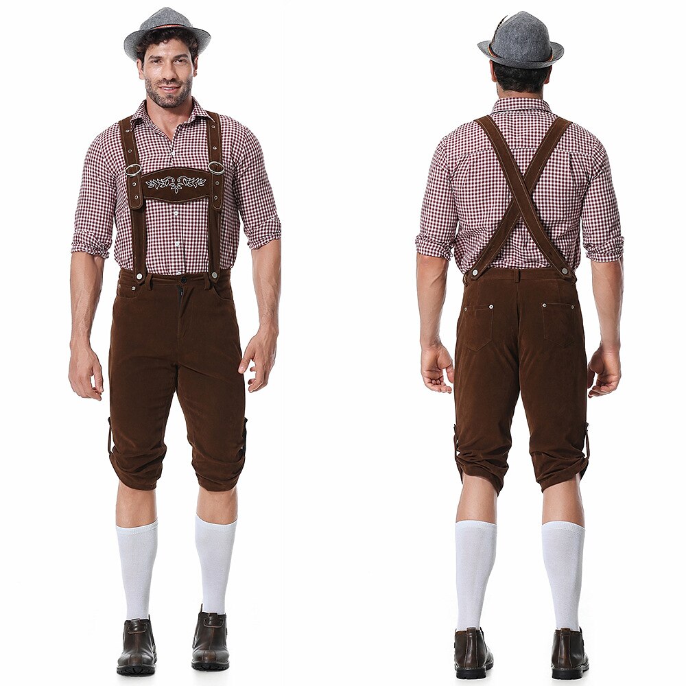 Gaudibursch – pánsky kostým s košeľou, trakovými nohavicami a klobúkom – Oktoberfest set