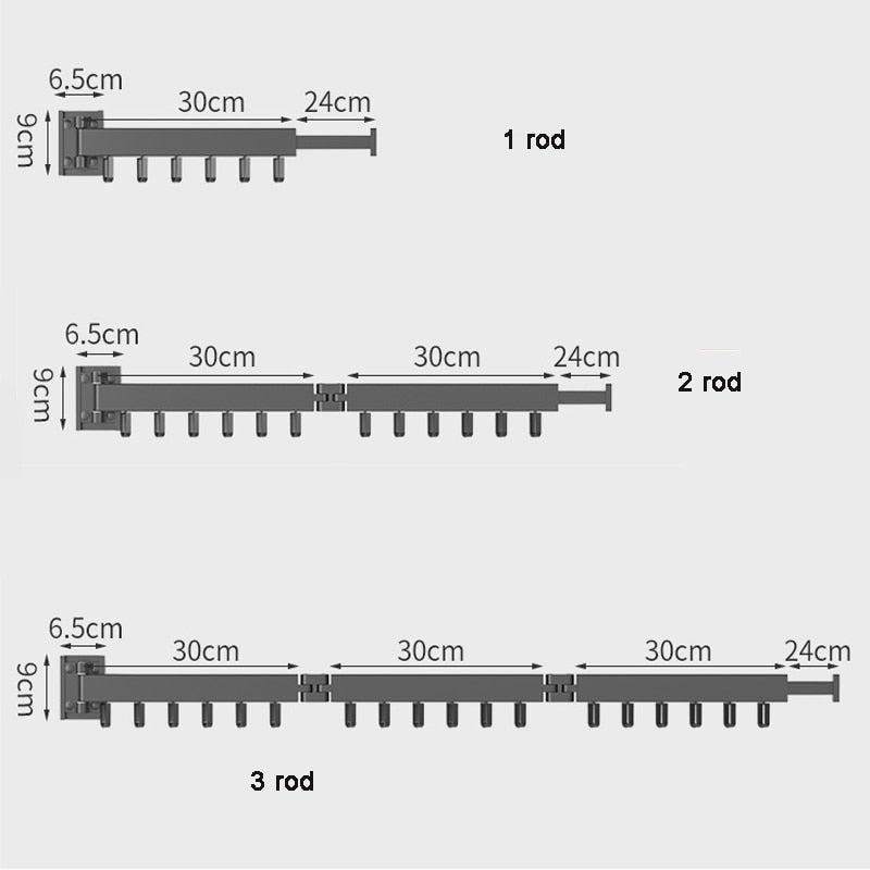 Vysúvateľný sušiak na bielizeň - skladací vešiak na oblečenie na stenu