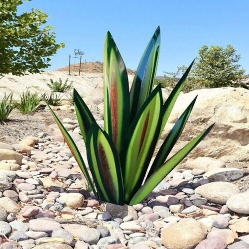 Décoration de jardin Agave en métal – Design résistant à la rouille avec piquet de sol