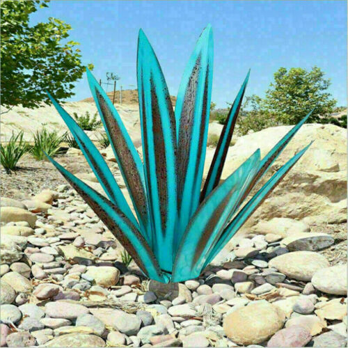 Décoration de jardin Agave en métal – Design résistant à la rouille avec piquet de sol