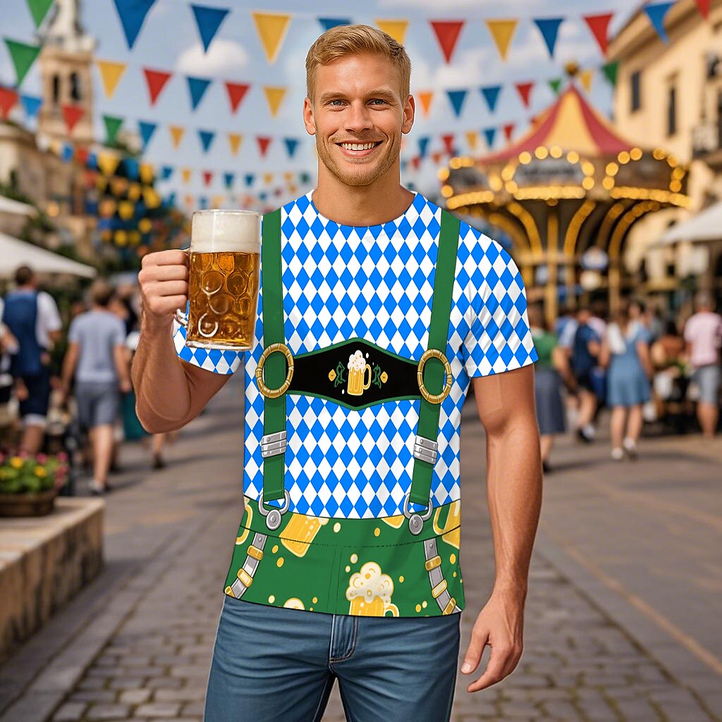 Trachtenwitz – Pánske tričko s grafikou kožených nohavíc – Tvoj vtipný Wiesn vzhľad
