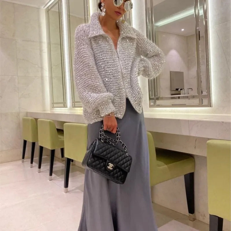 Alyssa cardigan | Cardigan luxueux avec strass en 8 couleurs