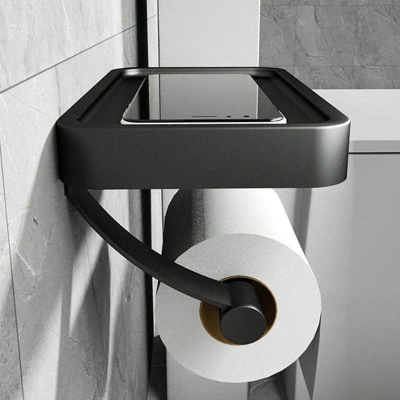 SteelCraft – Toiletrulleholder i rustfrit stål med hylde – Moderne & praktisk