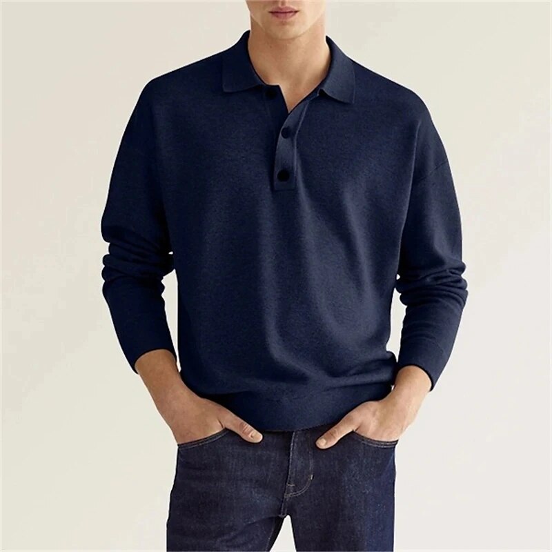 Elias - Elegante, casual polo a maniche lunghe