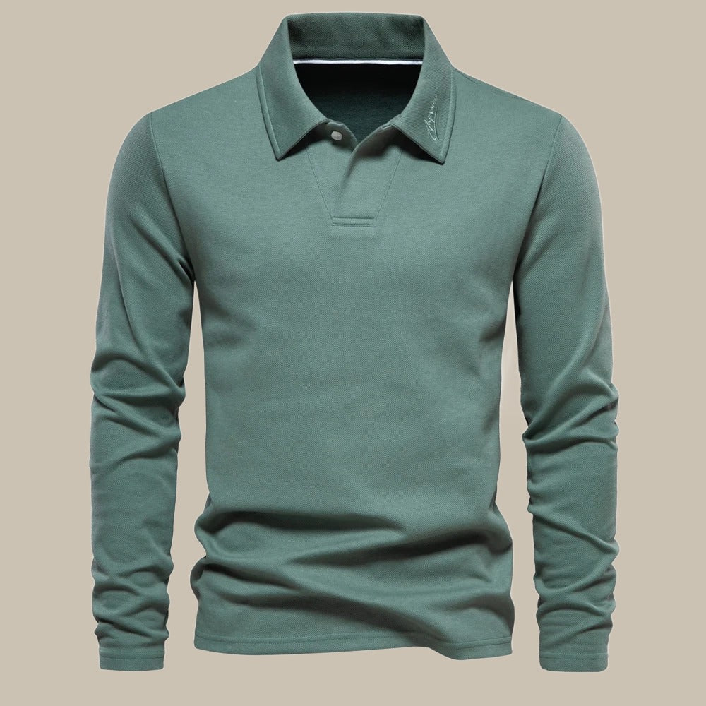 Stylisches langärmeliges Basic-Poloshirt für Männer - Flavian